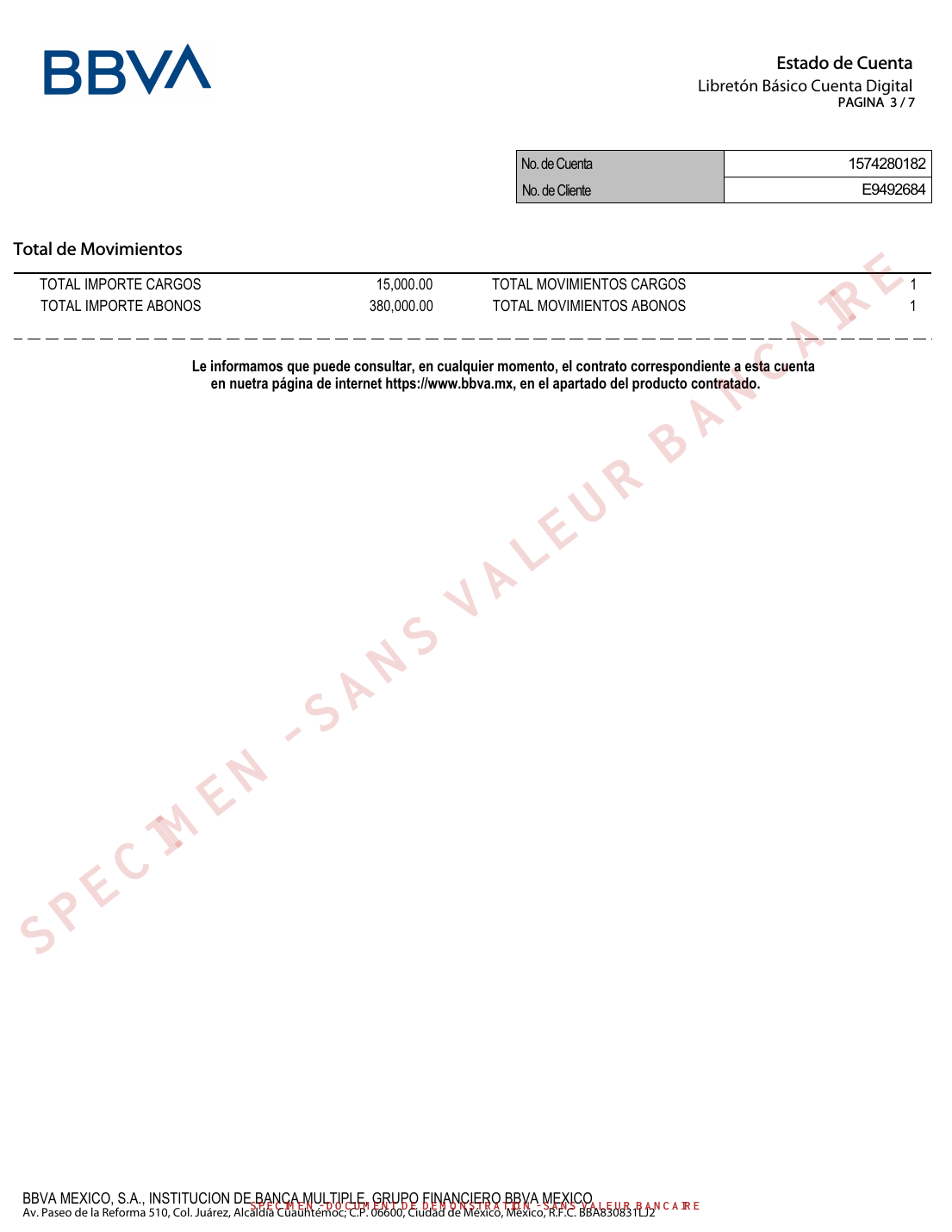 Page 3 du modèle spécimen